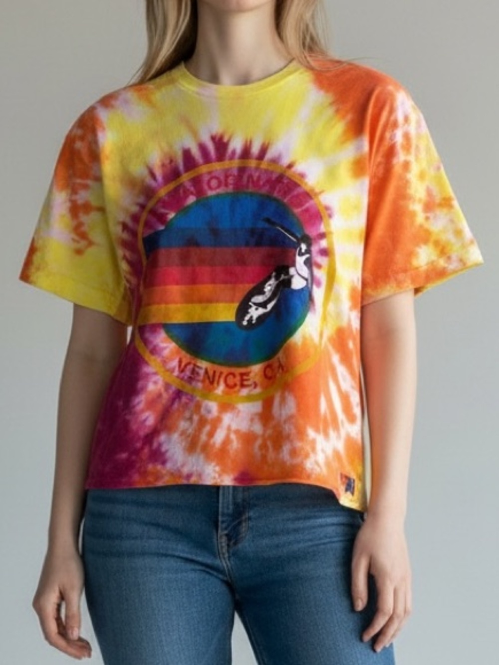 Aviator Nation Signature Graphic Custom Tie Dye Tee Medium